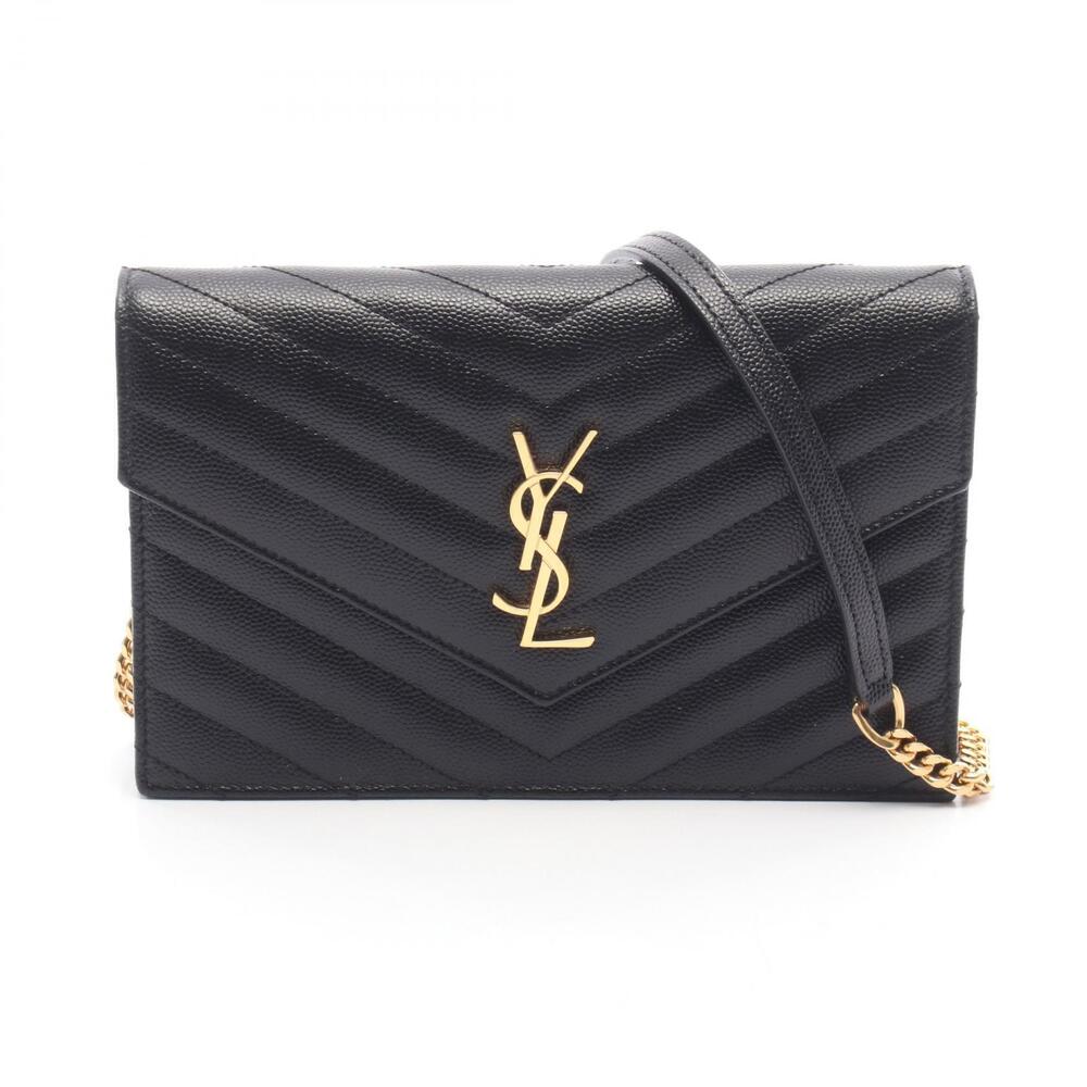 Saint Laurent Cassandra Envelope Leather Shoulder Bag Black